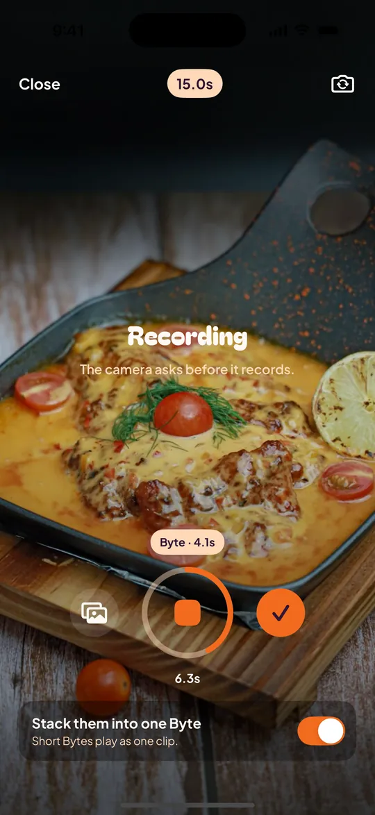 Infamous Bytes app screenshot: Bytes recorder