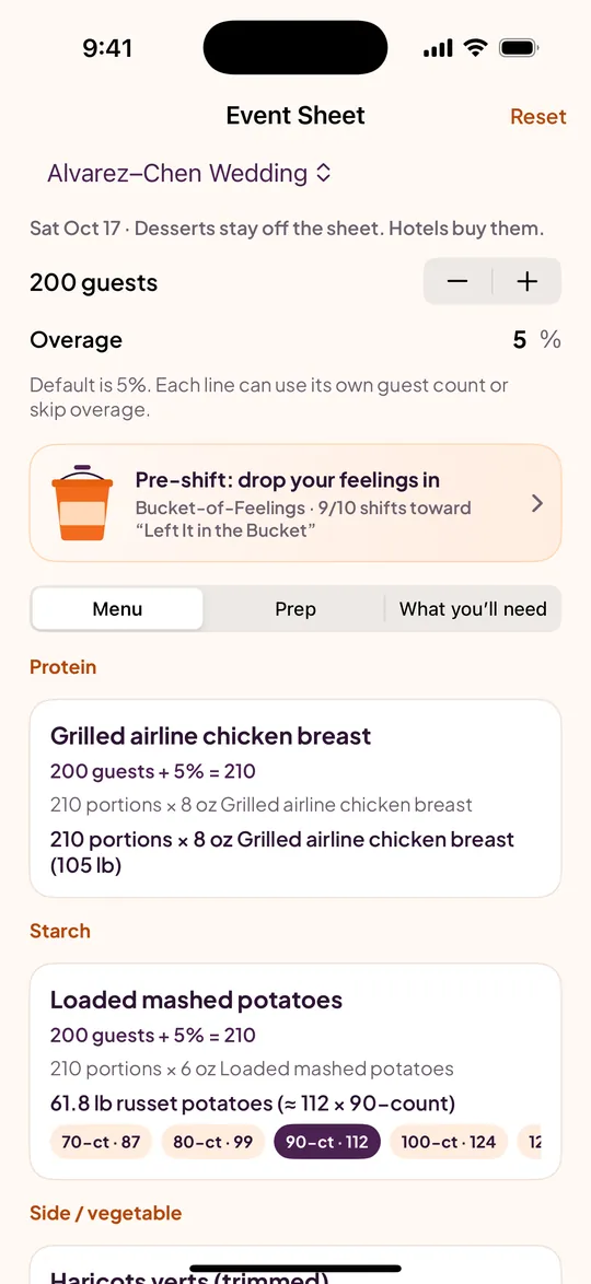 Infamous Bytes app screenshot: Event Sheet